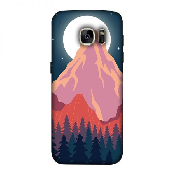 Big Moon and the Mountain Samsung Galaxy S7 Mobile Cover