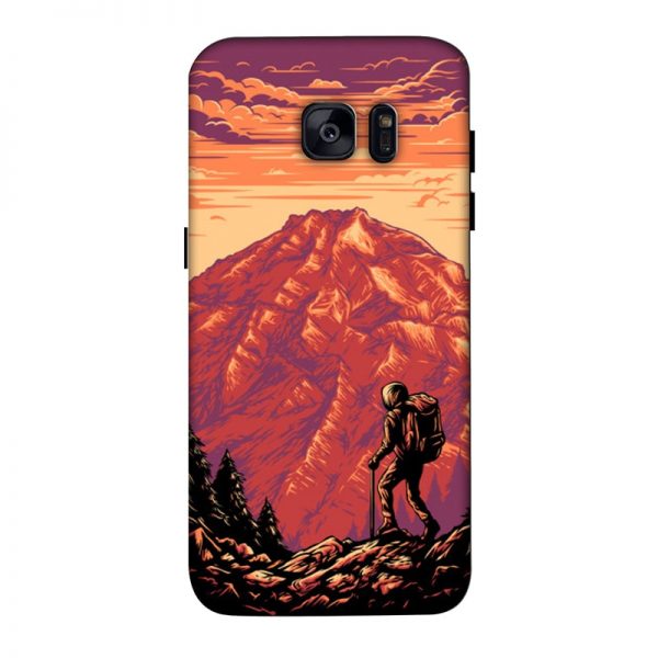 Hiker in Mountain Samsung Galaxy S7 Edge Mobile Cover