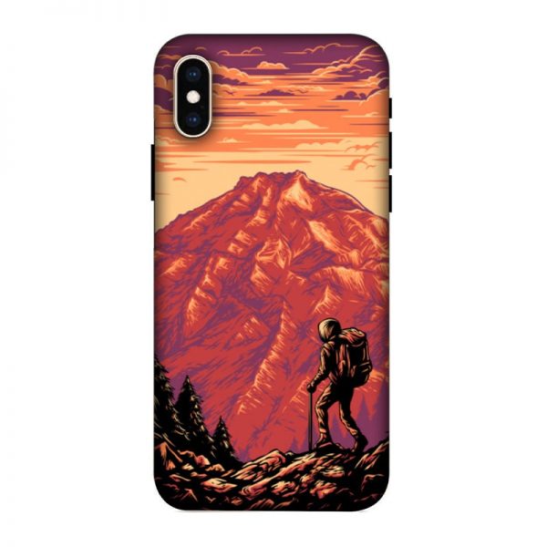 Hiker in Mountain iPhone XS Mobile Cover