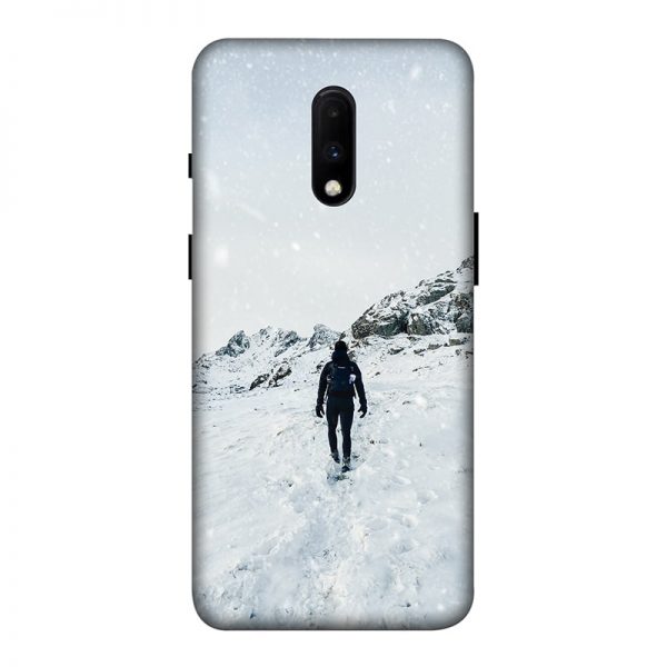 Trekker in Snow OnePlus 7 Mobile Cover