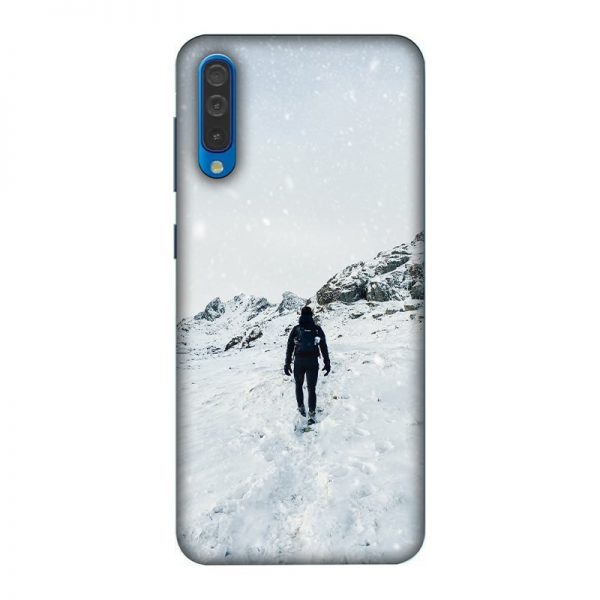 Trekker in Snow Samsung A50 Mobile Cover
