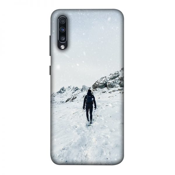 Trekker in Snow Samsung A70 Mobile Cover