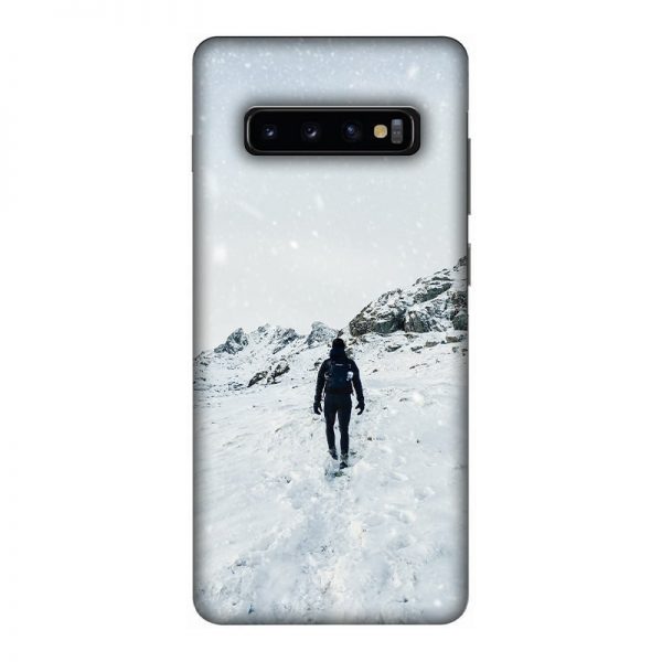 Trekker in Snow Samsung Galaxy S10 Plus Mobile Cover