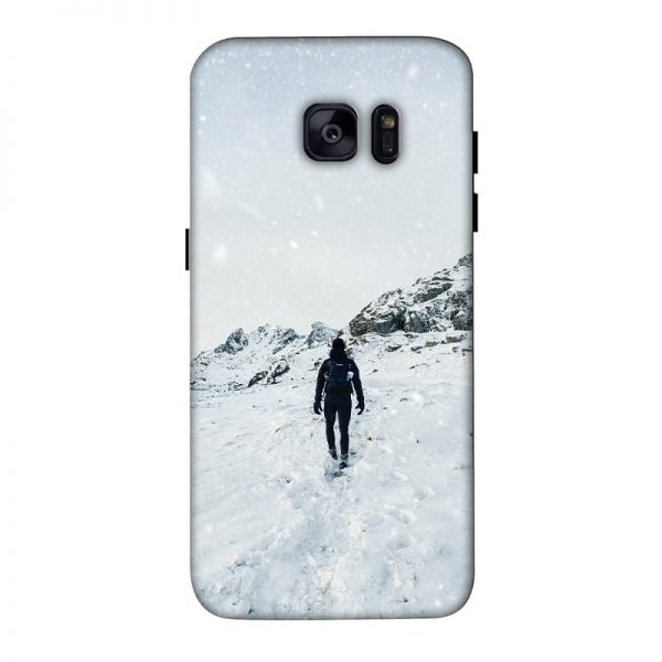 Trekker in Snow Samsung Galaxy S7 Edge Mobile Cover