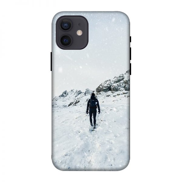 Trekker in Snow iPhone 12 Mobile Cover