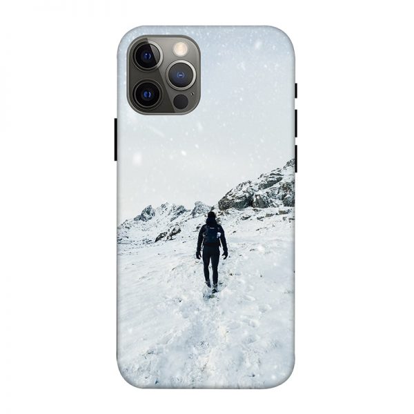 Trekker in Snow iPhone 12 Pro Mobile Cover