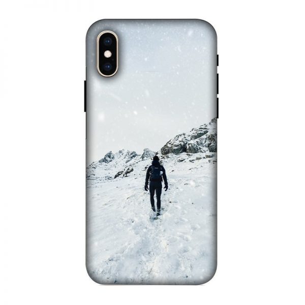 Trekker in Snow iPhone XS Mobile Cover